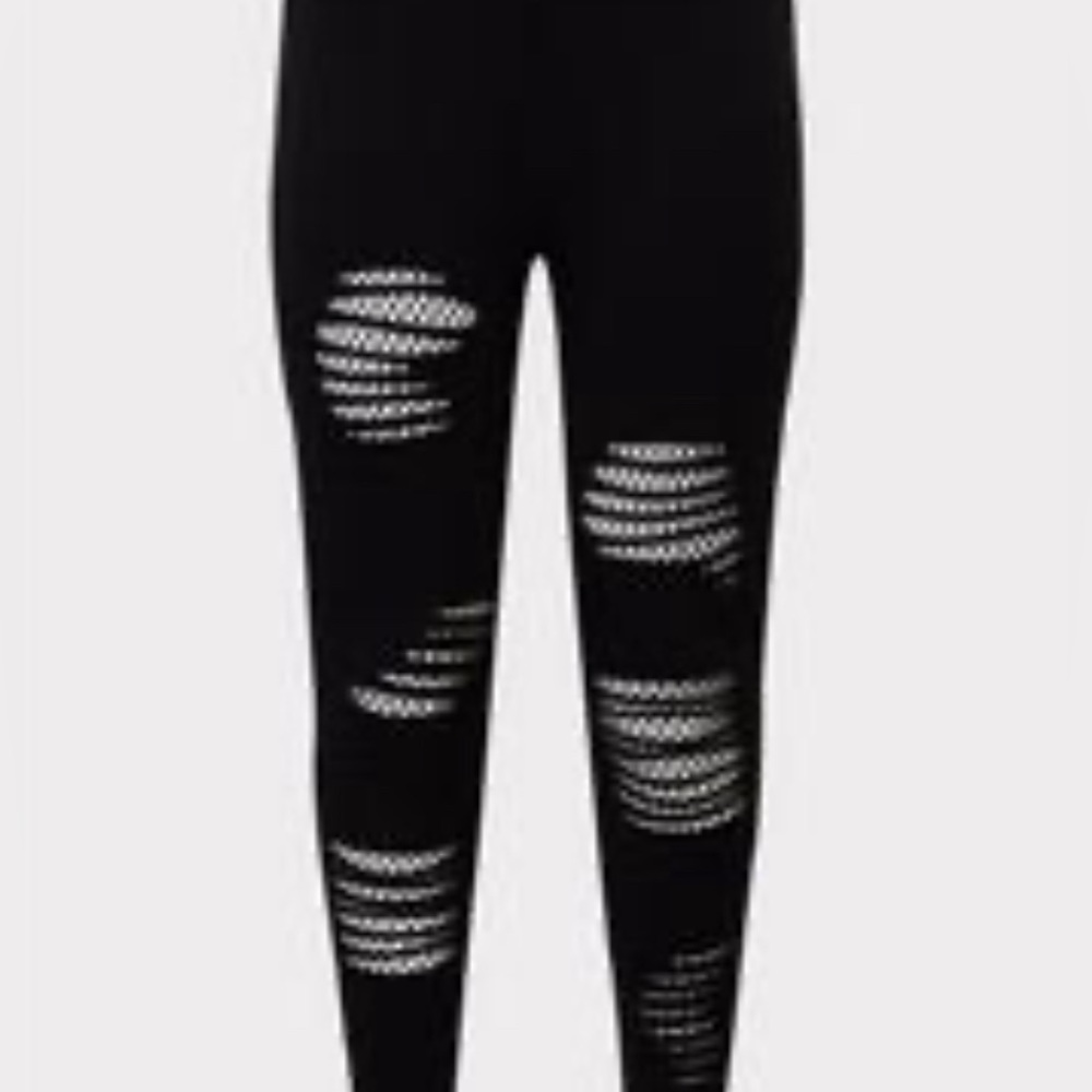 torrid Slashed Mesh Black Underlay Leggings 6X NWT